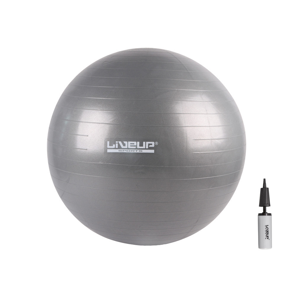 Фітбол з насосом LiveUp ANTI-BURST, LS3222-75g, Сірий, 75 см