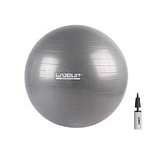 Фітбол з насосом LiveUp ANTI-BURST, LS3222-75g, Сірий, 75 см