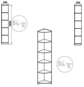 Стелаж кутовий Пенал-2 1950х350х350мм Компаніт Дуб сонома, фото 2