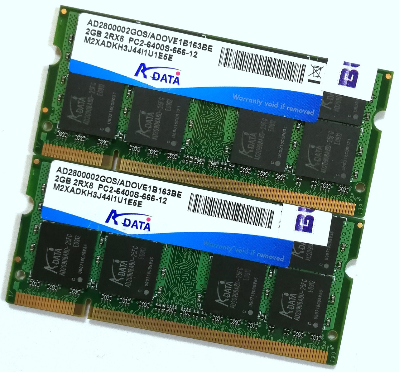 Пара оперативної пам'яті для ноутбука Adata SODIMM DDR2 4Gb (2x2Gb) 800MHz PC2-6400s CL6 (AD2800002GOS/ADOVE1B) Б/В