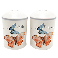 Набор для соли и перца Butterflies 4,5*7 см спецовники белые с рисунком бабочки