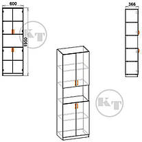 Книжкова шафа КШ-5 1950х600х366мм Компаніт, фото 2