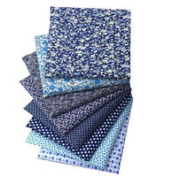Набір відрізів бавовняної тканини для рукоділля "Синій ситець" 8 шт 50*50 см