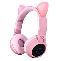 Бездротові Bluetooth-навушники з котячими вушками TopRoad BT028C Рожеві
