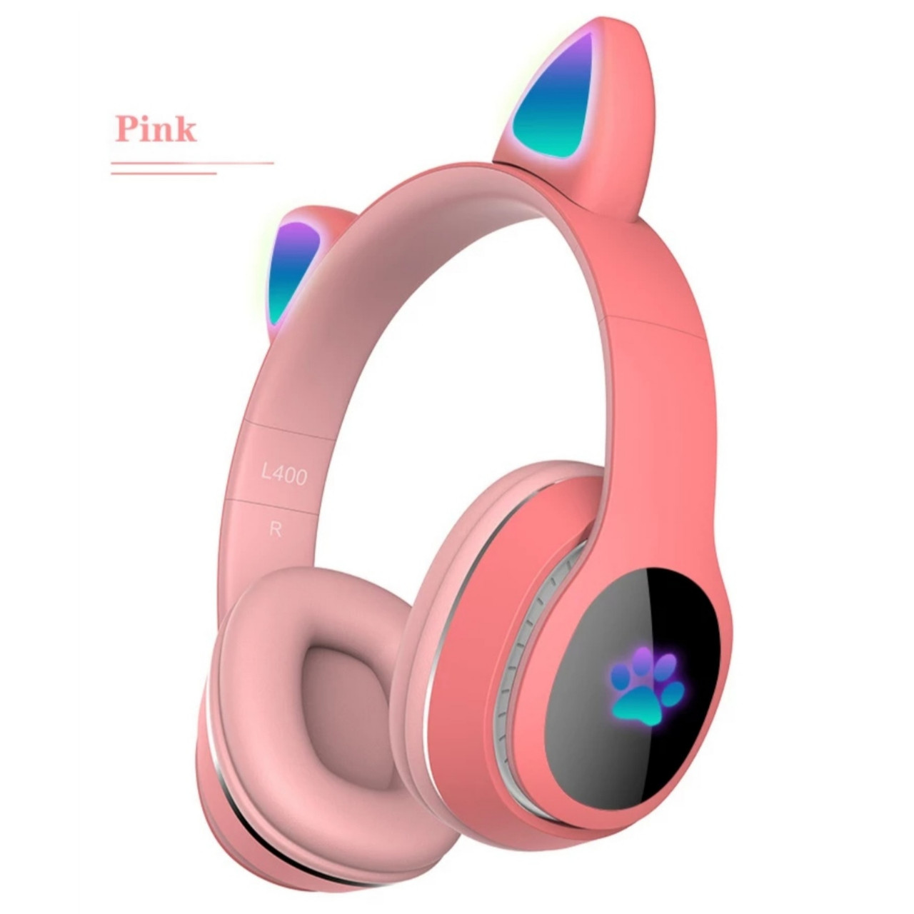 Бездротові Bluetooth-навушники з котячими вушками TopRoad L400 Рожеві, фото 1