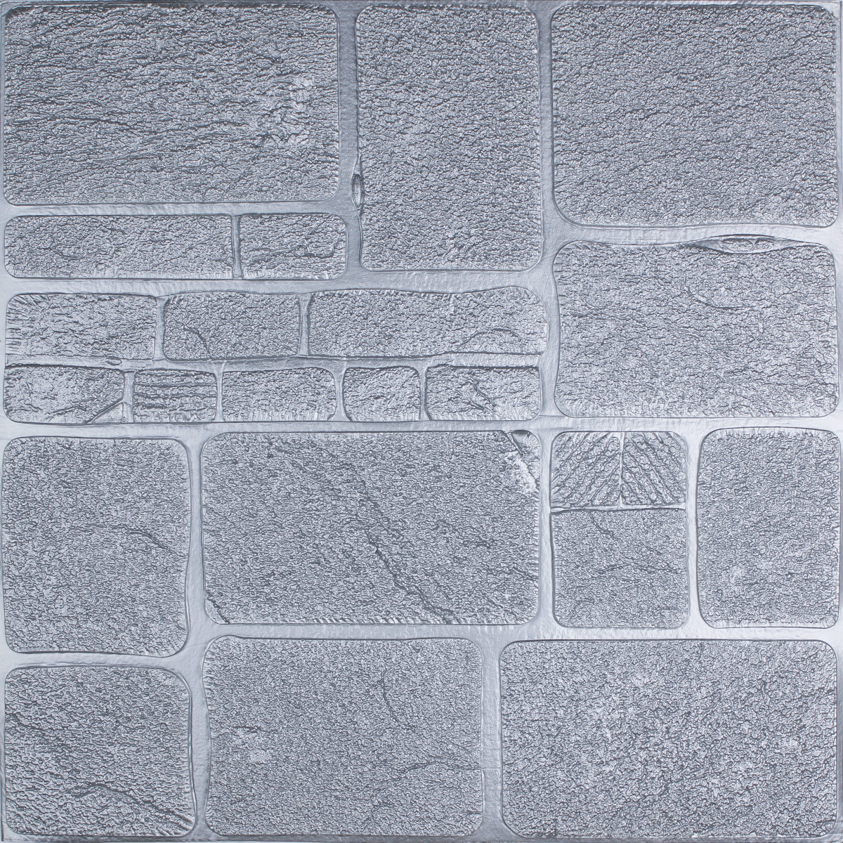 Самоклеюча декоративна 3D панель сірий камінь 700x700x6мм, фото 1