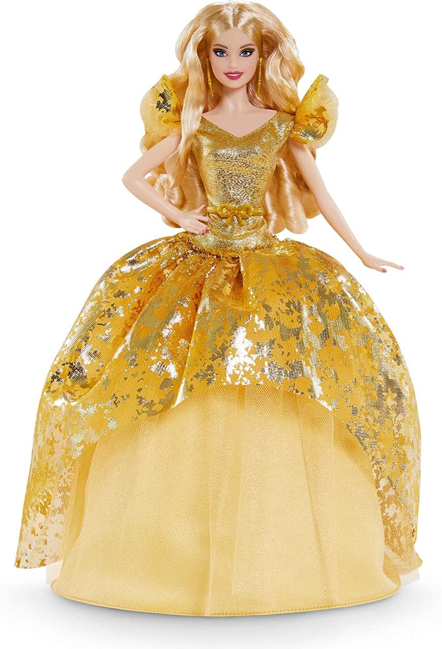 Колекційна лялька Барбі Святкова Barbie Signature 2020 Holiday в золотому платті GNR92