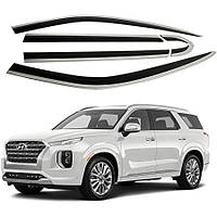 Дефлектори вікон з хром смугою, вітровики Hyundai Palisade 2020- (Autoclover/Корея/6шт./C981)