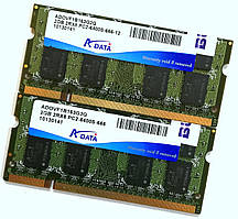 Пара оперативної пам'яті для ноутбука Adata SODIMM DDR2 4Gb (2*2Gb) 800MHz 6400s CL6 (ADOVF1B163G2G) Б/В