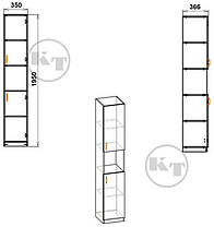 Книжкова шафа КШ-10 1950х350х366мм Компаніт, фото 2
