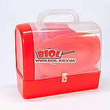 Набір посуду для пікніка (відро 2,5 л-1, миска-8, тарілка-6, склянка-7, ложка-6, вилка-6) (червоний), фото 3