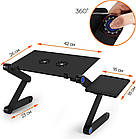 Столик для ноутбука з охолодженням (42х26см) до 25кг, Т8 / Складна підставка для ноутбука / Столик трансформер, фото 9