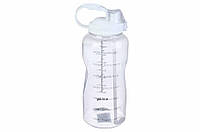Бутылка спортивная 35 cм (фитнес-бутылка) 3 л пластиковая с прикрепленной крышкой Белая