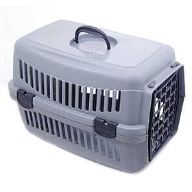Переноска для кішок і собак SGbox сіра до 6 кг, 48х32х32 см