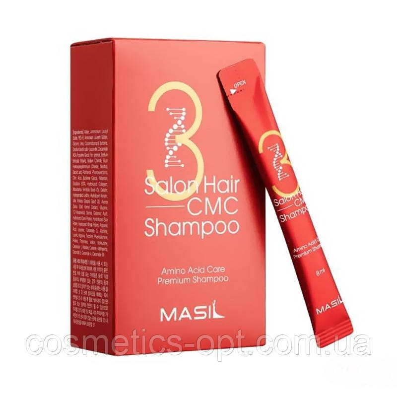 Інтенсивно відновлювальний шампунь з амінокислотами Masil 3 Salon Hair CMC Shampoo 8 мл (8809744060118)