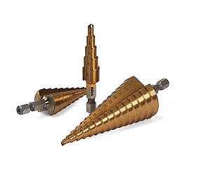 Набір ступінчастих свердел по металу HSS 4241, TiN, 3 шт (4-12, 4-20, 4-32) Miol 23-321