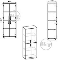 Книжкова шафа КШ-12 1587х600х366мм Компаніт, фото 2