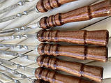 Шампур нержавійка плоский з дерев'яною ручкою 700х13х3, фото 3
