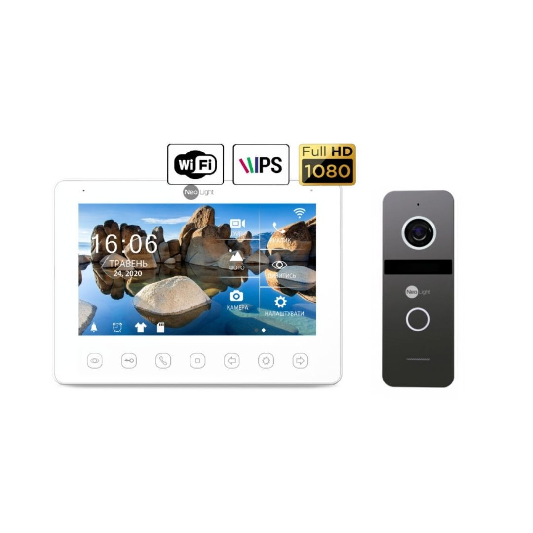 Комплект відеодомофона NeoLight NeoKIT HD+ WiFi Graphite, Silver, фото 1