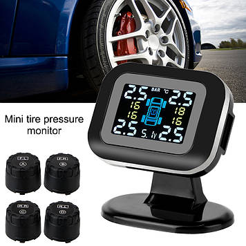 Система контролю тиску в шинах TPMS mini n07 + зовнішні датчики коліс до 3.5 Бар ковпачки