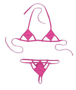 Міні купальник "Тропікана", бікіні трикутники, нанокупальник Яскраво-рожевий