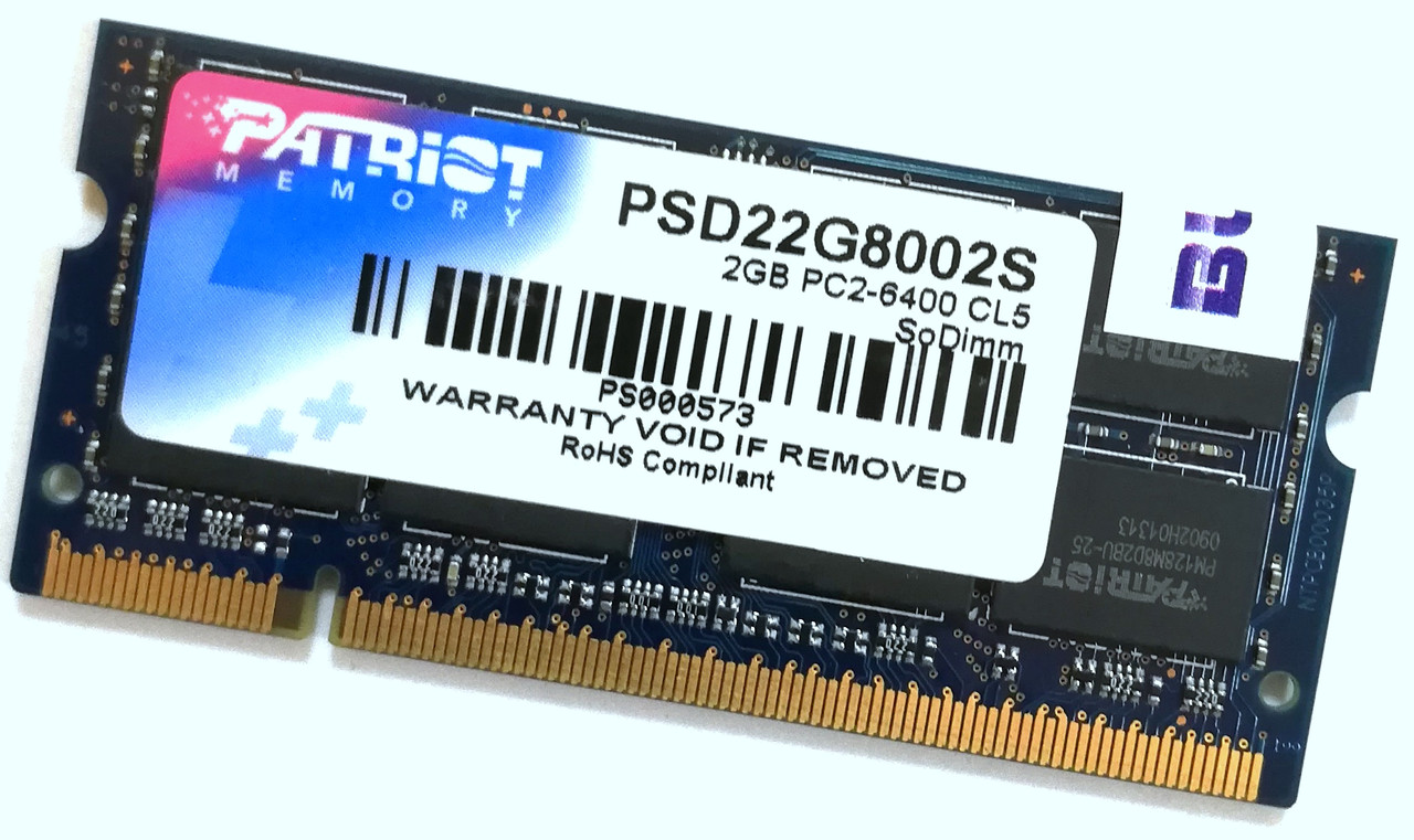 Оперативна пам'ять для ноутбука Patriot SODIMM DDR2 2Gb 800MHz 6400S 2R8 CL5 Б/В MIX