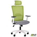 Крісло Uran White HR сидіння Сідней-20/спинка Сітка SL-06 салатова, фото 6