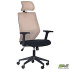 Крісло Lead Black HR сидіння Нест-01 чорна/спинка Сітка SL-02 беж, фото 6