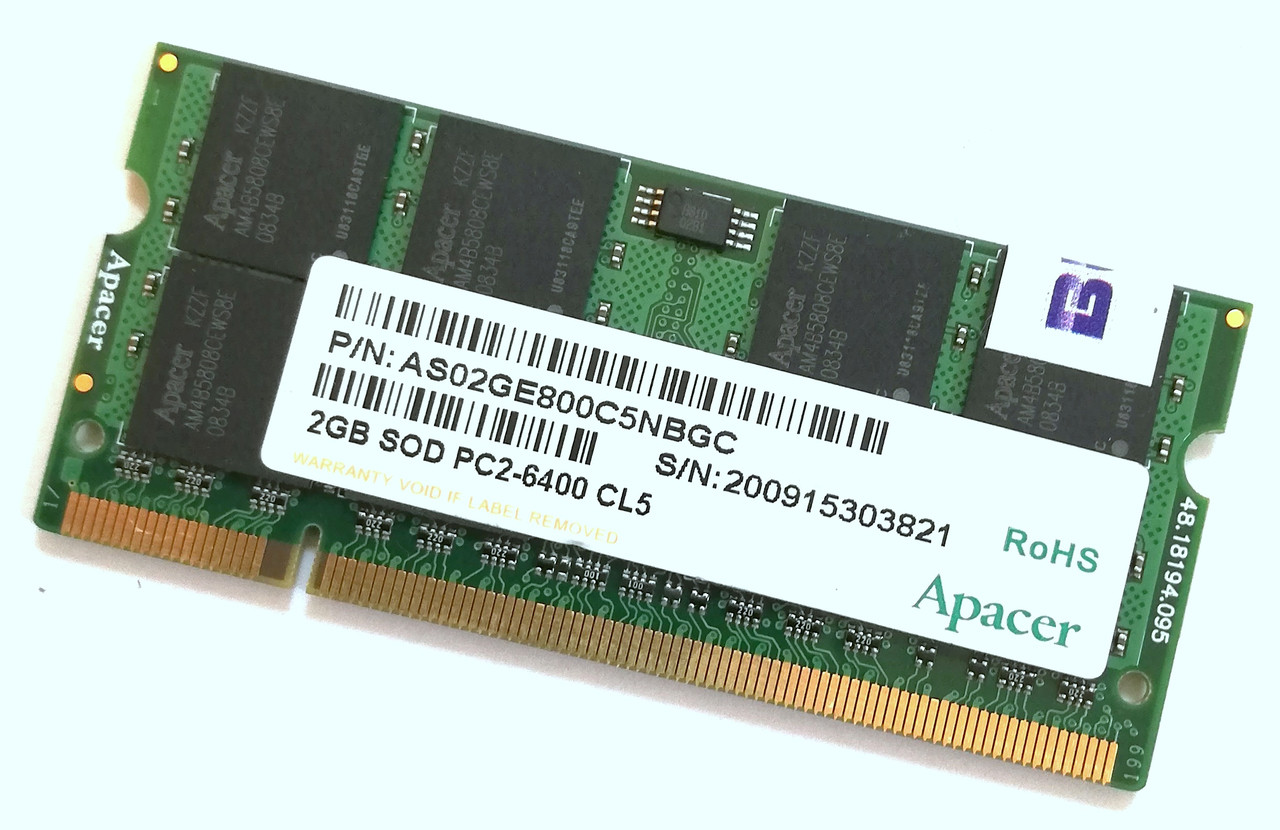Оперативна пам'ять для ноутбука Apacer SODIMM DDR2 2Gb 800MHz 6400S 2R8 CL5 Б/В MIX