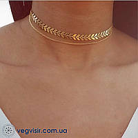 Шикарное женское двойное ожерелье на шею колосок цепочка-чокер панк колье