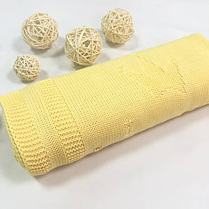 Плед в'язаний корони колір жовтий 95*75 см (90% бавовна, 10% акрил)