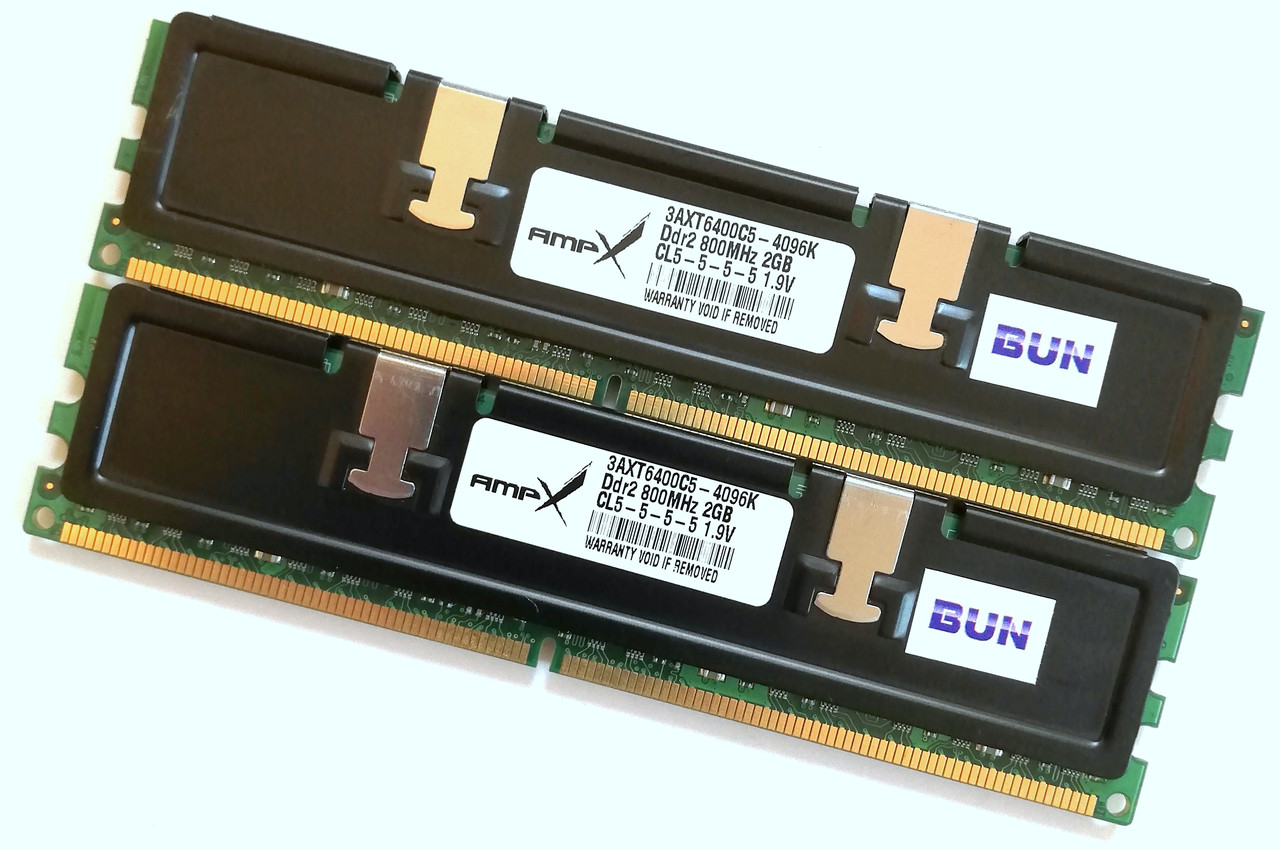 Пара ігрової оперативної пам'яті Wintec AmpX DDR2 4Gb (2*2Gb) 800MHz PC2 6400U CL5 (3AXT6400C5-4096K) Б/В МІНУС