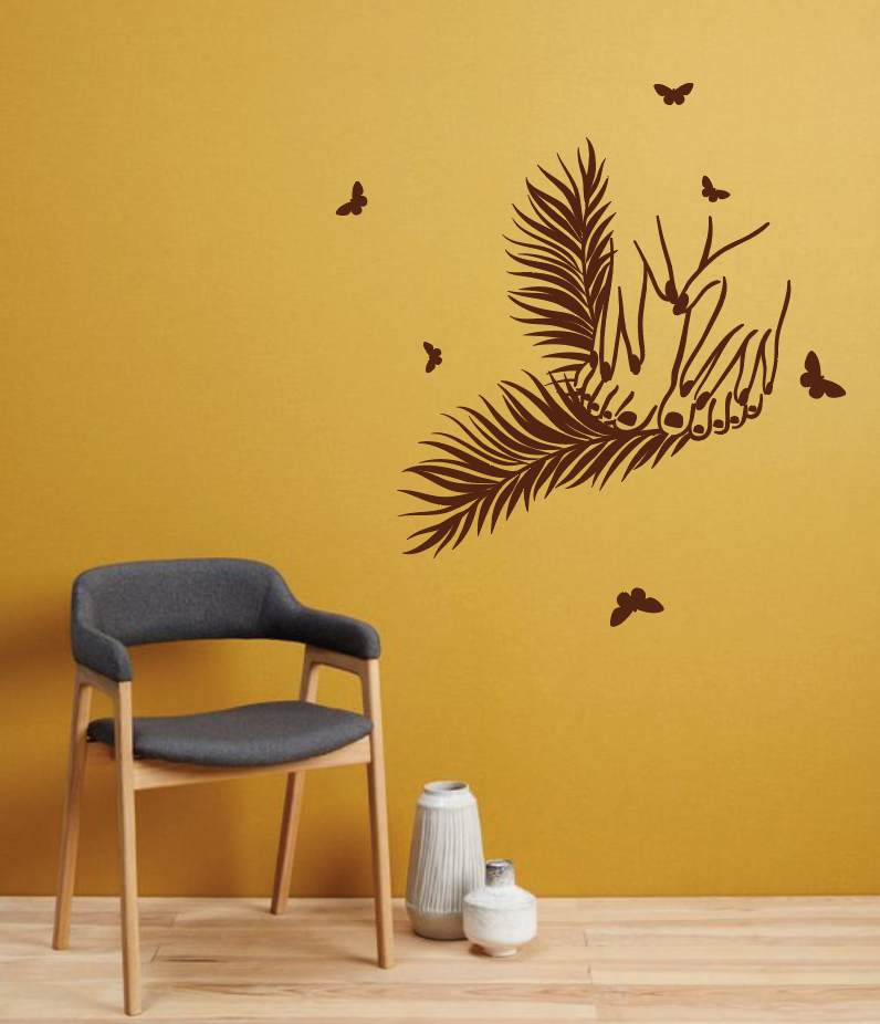 Вінілова наклейка на стіну Манікюр і педикюр (декор для салону краси нігті) матова 700х750 мм, фото 1