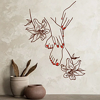 Наклейка для салону краси Манікюр та Педикюр з ліліями (нігті декор манікюрного кабінету глянсова 545х700 мм