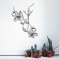 Наклейка для салону краси Манікюр та Педикюр з ліліями (нігті декор манікюрного кабінету глянсова 700х900 мм