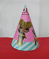 Набір ковпаків святкових бірюзовий принт ляльки 15см 10шт