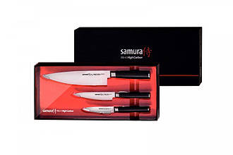Набір з 3-х кухонних ножів (овочевий, універсальний, Шеф) в подарунковій коробці, Samura Mo-V (SM-0230)