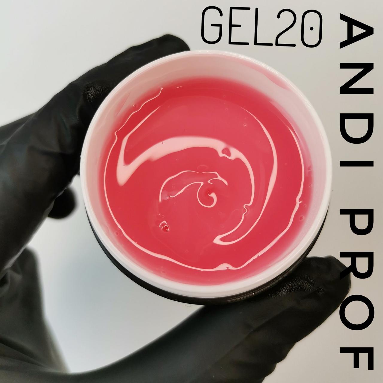 Гель для нарощування нігтів, Builder Gel стяжка для нігтів Andi PROF №20 light crimson cover
