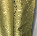 Сонцезахисні штори з льону блекаут Готові штори з льону Якісні шторі з льону Оливкові штори, фото 7