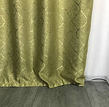 Сонцезахисні штори з льону блекаут Готові штори з льону 100% захист від сонця Оливкові штори, фото 4