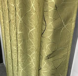 Сонцезахисні штори з льону блекаут Готові штори з льону 100% захист від сонця Оливкові штори, фото 5