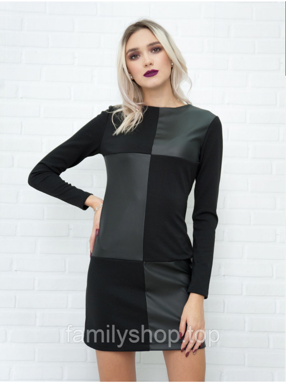 Жіноче коротке плаття з довгими рукавами, розміри XS, S, M, колір чорний