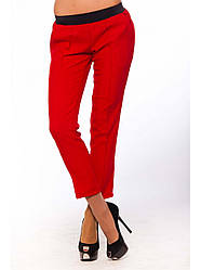 Укорочені жіночі штани легкі яскраві однотонні, колір червоний, бордовий, зелений, синій, чорний, бежевий