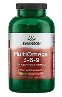 Swanson Omega 3-6-9 Flax, Borage & Fish Oils, Омега-3-6-9 жирные кислоты (220 капс.)