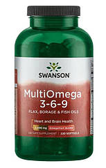 Swanson Omega 3-6-9 Flax, Borage & Fish Oils, Омега-3-6-9 жирні кислоти (220 капс.)