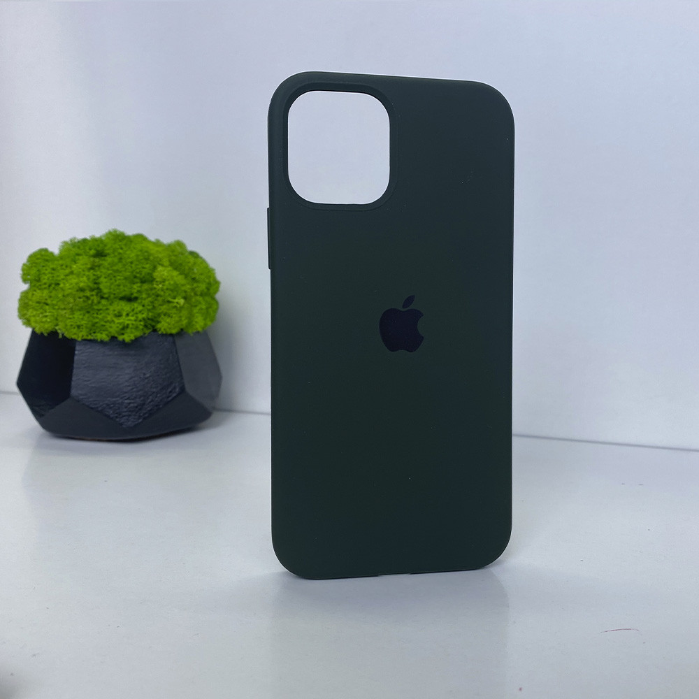 Чехол iPhone 12 12 Pro темно-зеленый закрытый низ