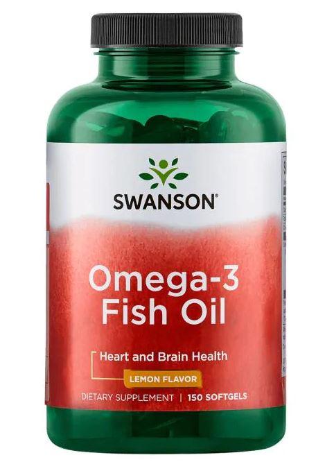 Swanson Omega-3 Fish Oil 1000 mg — Lemon Flavor, Омега-3, Риб'ячий жир (150 капс.)