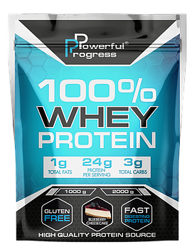 Сироватковий протеїн Powerful Progress Whey Protein 100% Instant 1 kg чорничний чізкейк