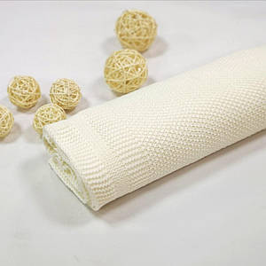 Плед в'язаний гладкий колір молочний 95*75 см (90% бавовна, 10% акрил)