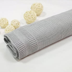 Плед в'язаний гладкий колір сірий 95*75 см (90% бавовна, 10% акрил)